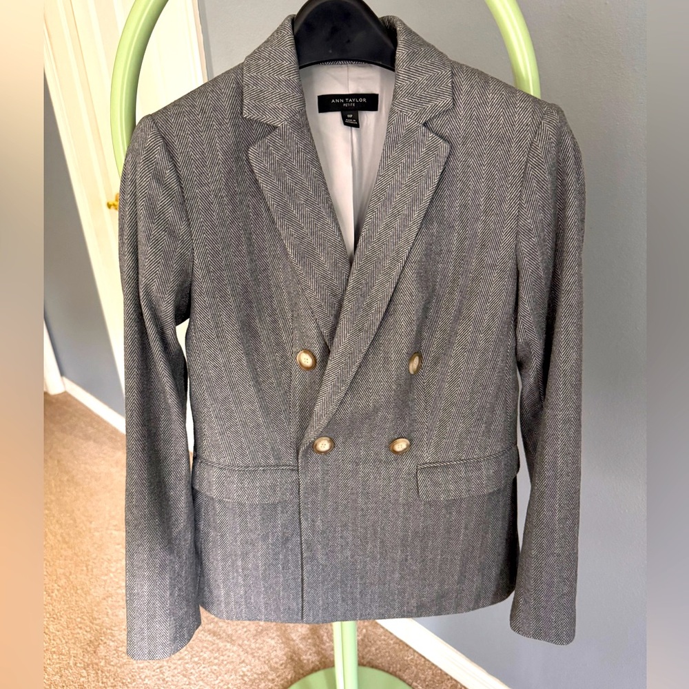 Brand new Gray Double-Breasted Blazer by Ann Taylor